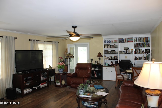 110 Joey St, Hampton, SC 29924 - living area with ceiling fan, wood finished floors, and crown molding