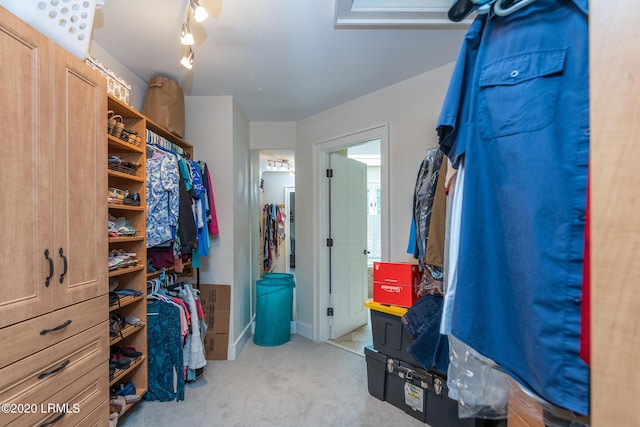 spacious closet with light carpet