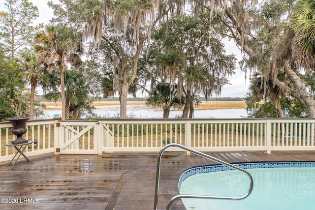 deck with a water view