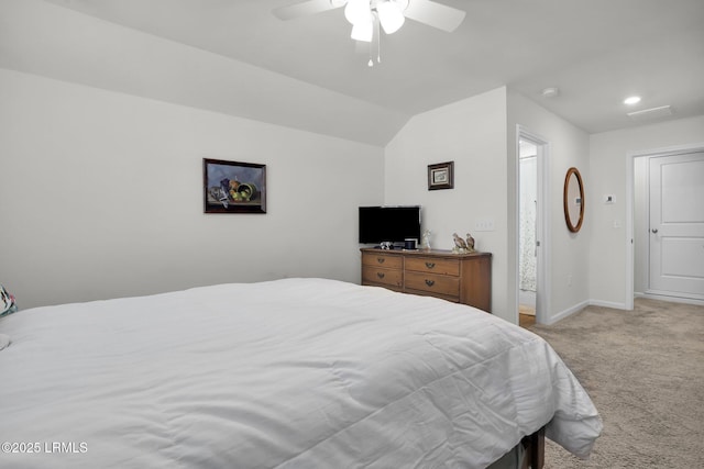 54 Great Bend Dr, Beaufort, SC 29906 - bedroom featuring light carpet, baseboards, a ceiling fan, and lofted ceiling