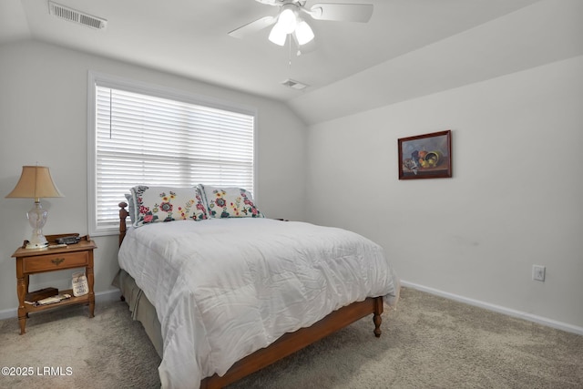 54 Great Bend Dr, Beaufort, SC 29906 - carpeted bedroom featuring visible vents, baseboards, a ceiling fan, and vaulted ceiling