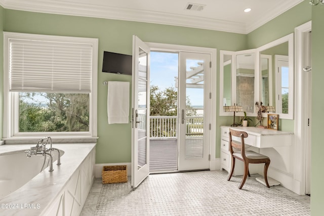 bathroom featuring crown molding and tile patterned floors