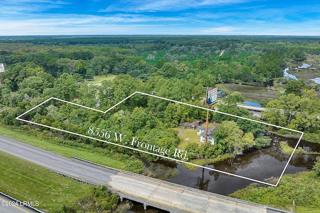 bird's eye view featuring a water view