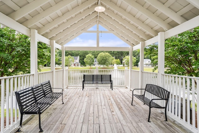 wooden terrace with a gazebo