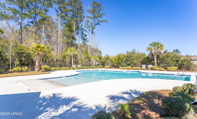 view of swimming pool featuring a patio area