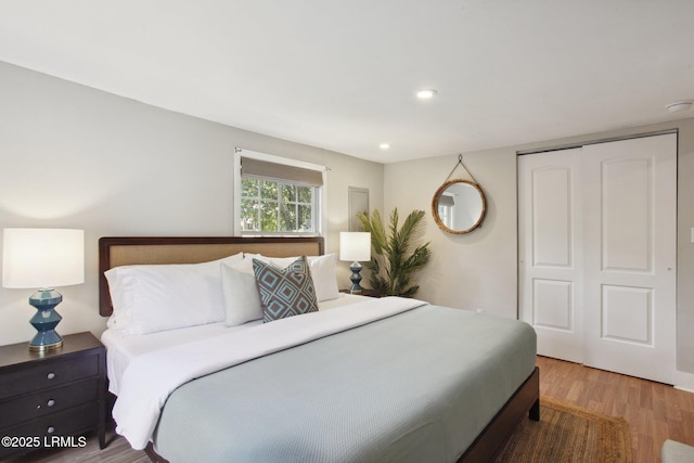 2503 Twin Oaks Ln, Port Royal, SC 29935 - bedroom featuring a closet, wood finished floors, and recessed lighting