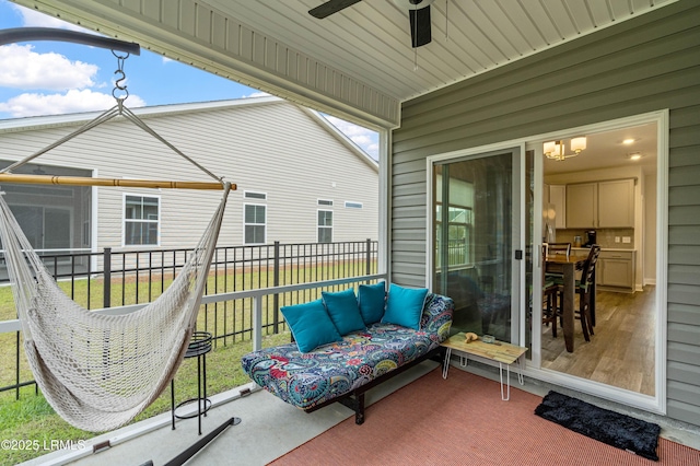 400 Ramport St, Ridgeland, SC 29936 - exterior space featuring ceiling fan with notable chandelier
