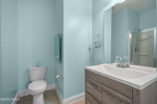 360 Dante Cir, Beaufort, SC 29906 - bathroom with toilet, vanity, baseboards, tile patterned floors, and a shower stall