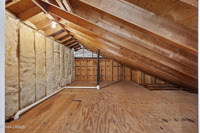 view of unfinished attic