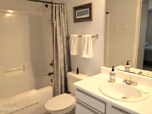 1231 Ladys Island Dr Unit 221, Port Royal, SC 29935 - bathroom with shower / bath combo with shower curtain, toilet, and vanity