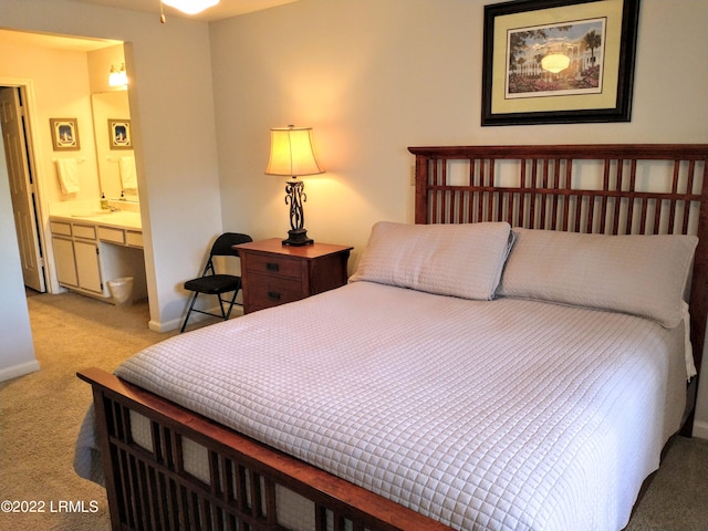 1231 Ladys Island Dr Unit 221, Port Royal, SC 29935 - carpeted bedroom featuring a sink, baseboards, and ensuite bathroom