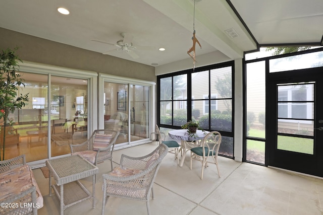 6 Callisto Rd, Okatie, SC 29909 - sunroom / solarium with ceiling fan, healthy amount of natural light, tile patterned flooring, and recessed lighting
