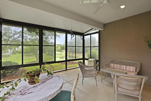 6 Callisto Rd, Okatie, SC 29909 - sunroom / solarium featuring ceiling fan, plenty of natural light, and beamed ceiling