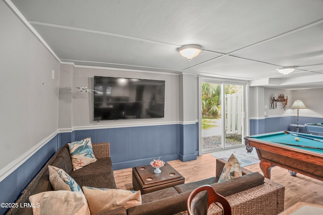 373 Pike Dr, Fripp Island, SC 29920 - game room with wood finished floors, wainscoting, and billiards