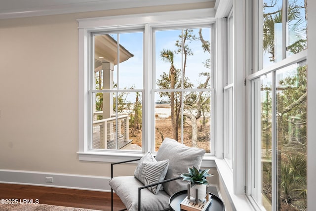 interior space with hardwood / wood-style floors