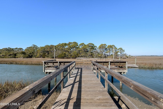 view of dock featuring a water view