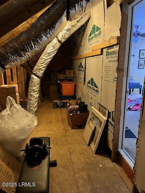 view of unfinished attic
