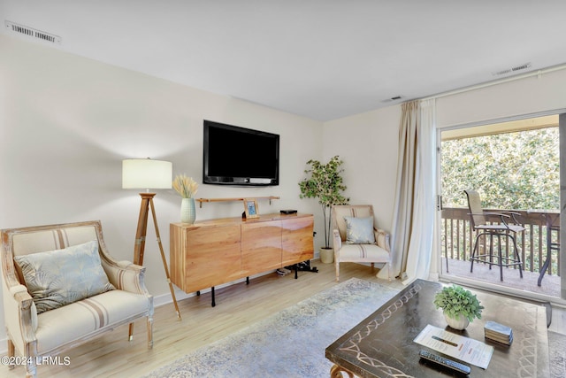 living room featuring light hardwood / wood-style floors