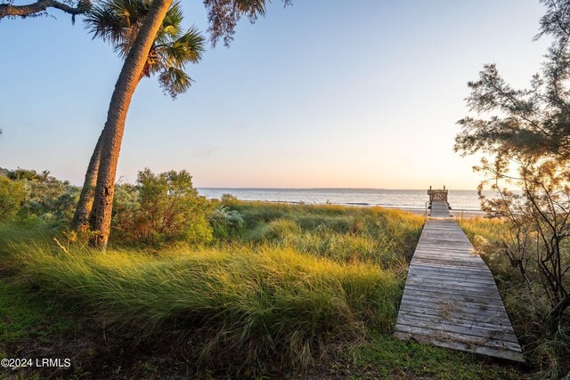 dock area featuring a water view