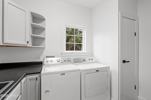 laundry area with cabinet space and washer and dryer