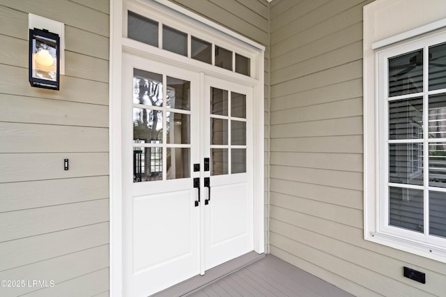 doorway to property with french doors