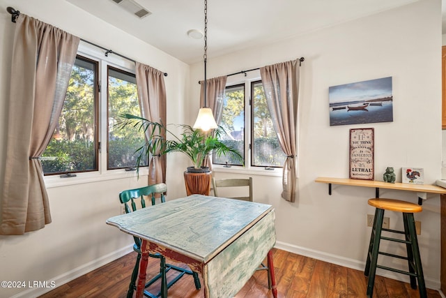 dining room featuring plenty of natural light and dark hardwood / wood-style floors