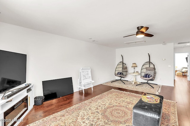 128 Colvin Dr, Okatie, SC 29909 - interior space featuring wood finished floors, a ceiling fan, and visible vents