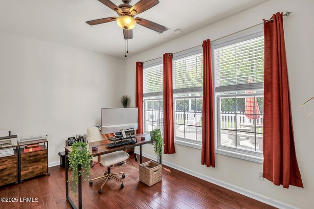 128 Colvin Dr, Okatie, SC 29909 - office space featuring hardwood / wood-style flooring, baseboards, and ceiling fan