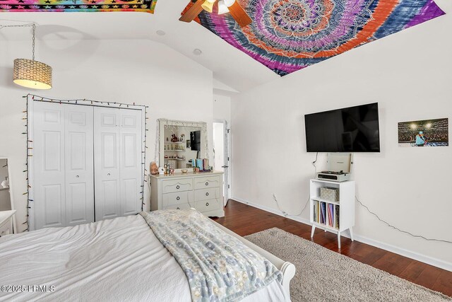128 Colvin Dr, Okatie, SC 29909 - bedroom featuring wood finished floors, baseboards, and vaulted ceiling