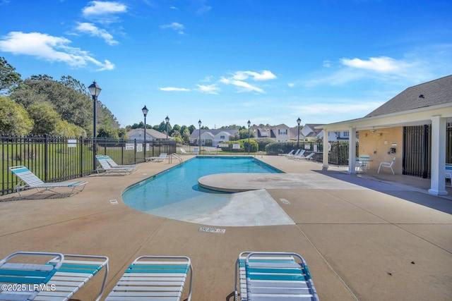 view of pool featuring a patio