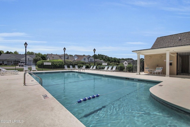 view of swimming pool featuring a patio