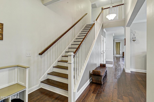 296 Hulston Landing Rd, Bluffton, SC 29909 - stairway with hardwood / wood-style floors and a towering ceiling