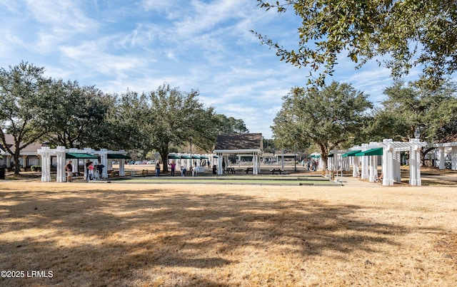 view of home's community with a yard