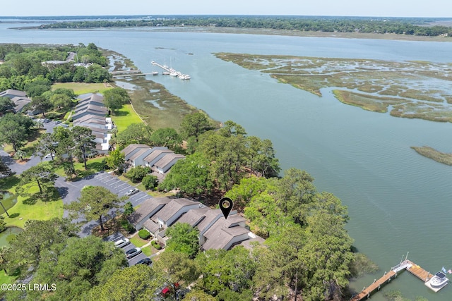 4 Marsh Harbor Dr Unit D, Beaufort, SC 29907 - aerial view of property's location featuring a large body of water and nearby suburban area
