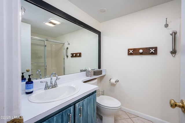 4 Marsh Harbor Dr Unit D, Beaufort, SC 29907 - bathroom with tile patterned flooring, an enclosed shower, toilet, vanity, and baseboards