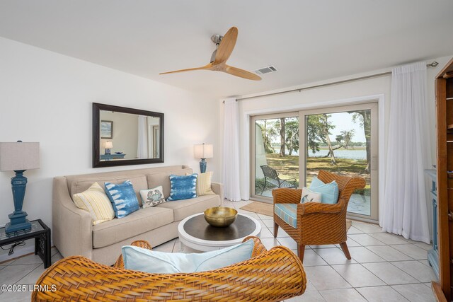 4 Marsh Harbor Dr Unit D, Beaufort, SC 29907 - living area with light tile patterned floors and ceiling fan