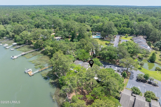 4 Marsh Harbor Dr Unit D, Beaufort, SC 29907 - aerial view of property and surrounding area with a heavily wooded area and a nearby body of water