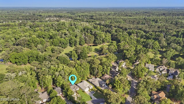 5 Canebrake Ln, Bluffton, SC 29910 - aerial view of property and surrounding area featuring a heavily wooded area and nearby suburban area