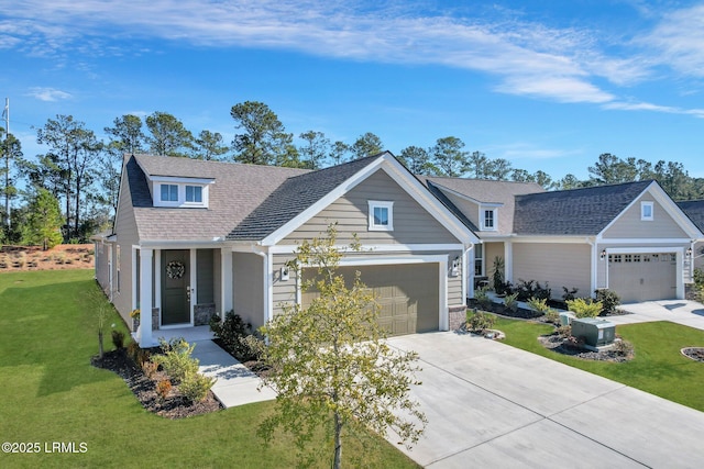 craftsman-style house with a front lawn