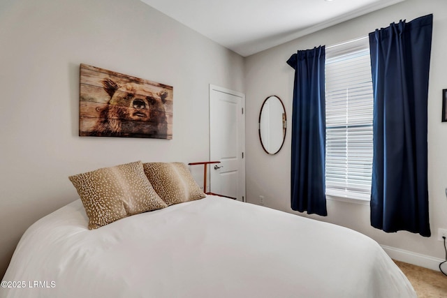 bedroom with multiple windows and carpet flooring