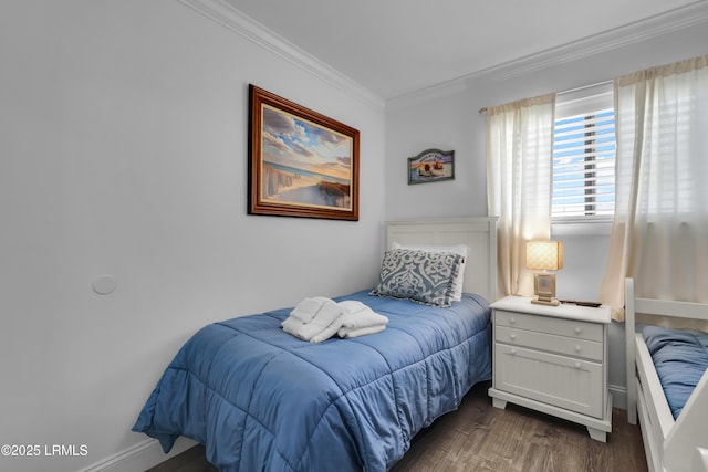 663 William Hilton Pkwy # 2309, Hilton Head Island, SC 29928 - bedroom with dark wood-style flooring, ornamental molding, and baseboards