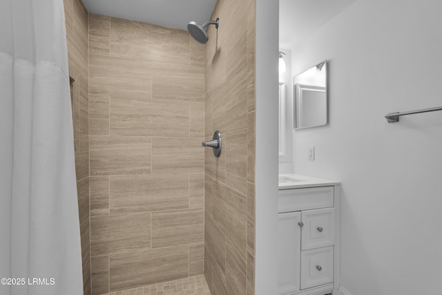 663 William Hilton Pkwy # 2309, Hilton Head Island, SC 29928 - bathroom featuring a tile shower and vanity