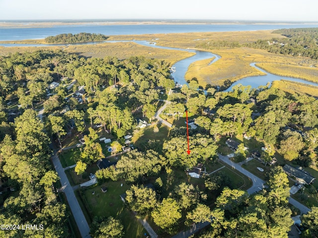 bird's eye view featuring a water view