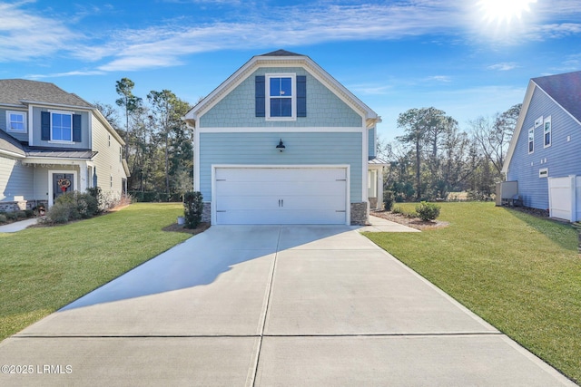 exterior space with a garage and a front yard