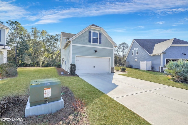 view of front facade with a garage and a front yard