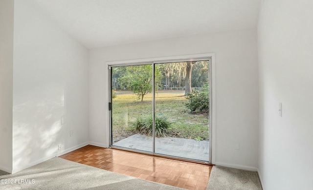 doorway featuring light parquet floors