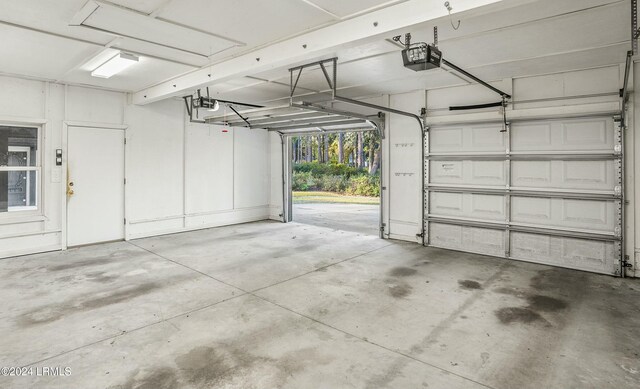 garage with a garage door opener