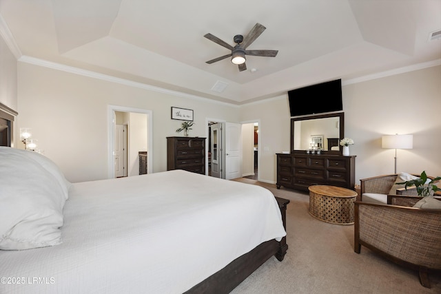 36 Independence Pl, Bluffton, SC 29910 - carpeted bedroom with a raised ceiling, ornamental molding, and ceiling fan