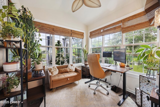 36 Independence Pl, Bluffton, SC 29910 - office space with vaulted ceiling and a ceiling fan