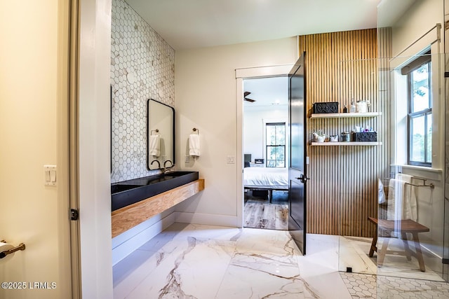 bathroom featuring walk in shower